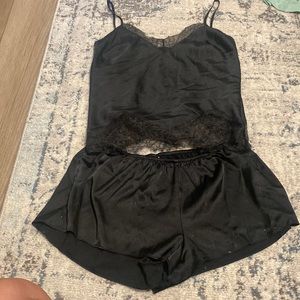 Victoria’s Secret black silky lacy PJ set
